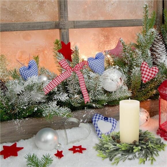 4 pcs Artificial Frosted Cedar and Pine Cone Candle Rings...